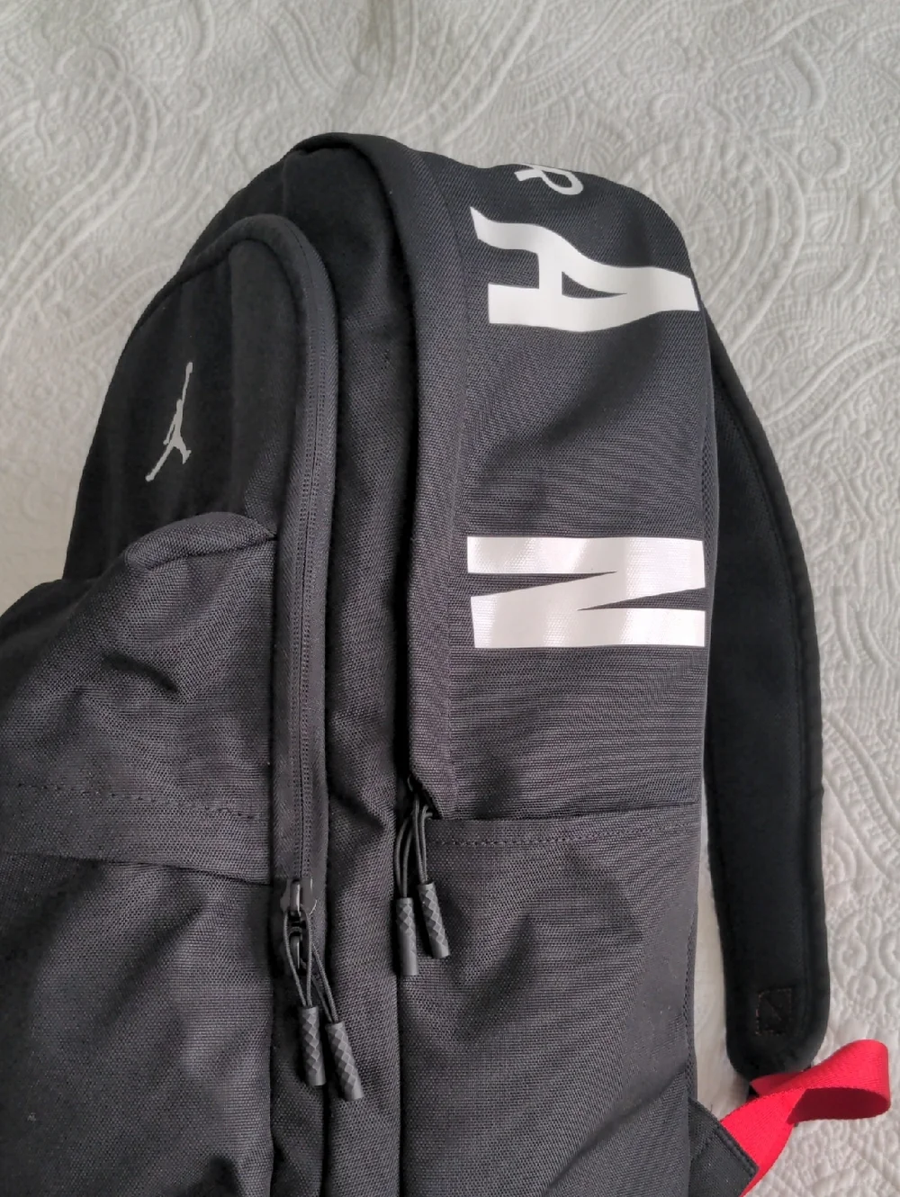 Jordan Patrol Black Backpack with White and Red Accents